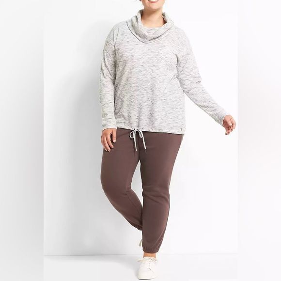 LIVI Cowl-Neck Textured Top, Drawstring bottom, Pockets, stretch, size 22-24 - Picture 3 of 15